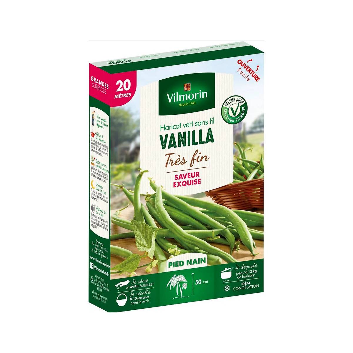 Graines de Haricot vert sans fil VANILLA - 5 mètres