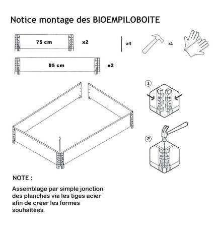 Square vegetable garden in natural wood 800x800mm