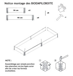 Carré potager en bois naturel en escalier 1200 x 1200mm