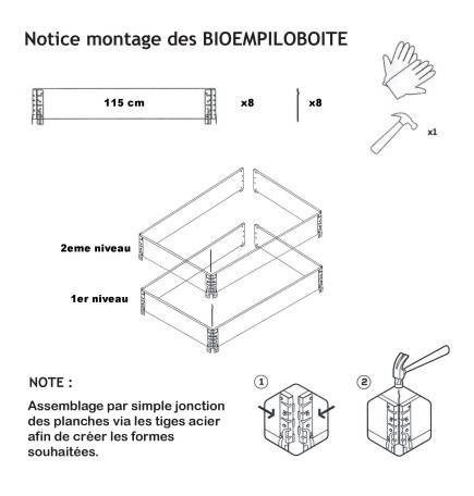 Carré potager en bois naturel 1200x1200mm hauteur 390mm