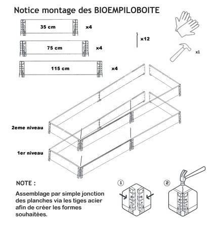 Carré potager en bois naturel 2000 x 400mm