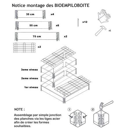 Composteur évolutif en bois naturel de 192 litres 800x600mm