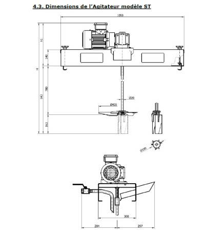 Agitateur / mélangeur pour cuve 1000 litres IBC