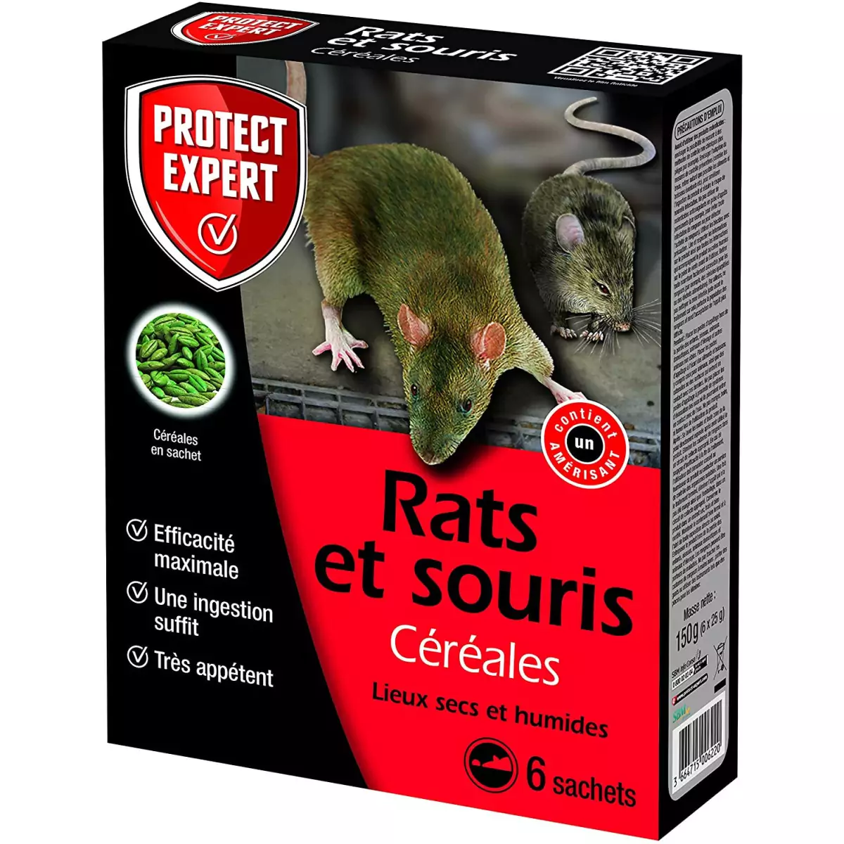 CARBF150 Raticide Canadien Anti Rats & Souris 6 Sachets Céréales