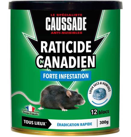 Caussade - Raticide Canadien 12x25grs - FLOCOUMAFEN