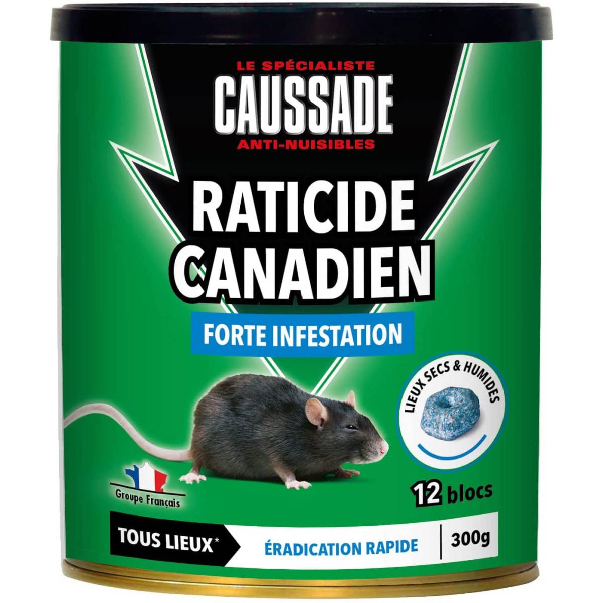 Caussade - Raticide Canadien 12x25grs - FLOCOUMAFEN