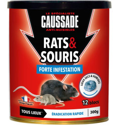 Caussade - Rats & Souris 300 grs , 12x25grs - flocoumafen, efficacité radicale