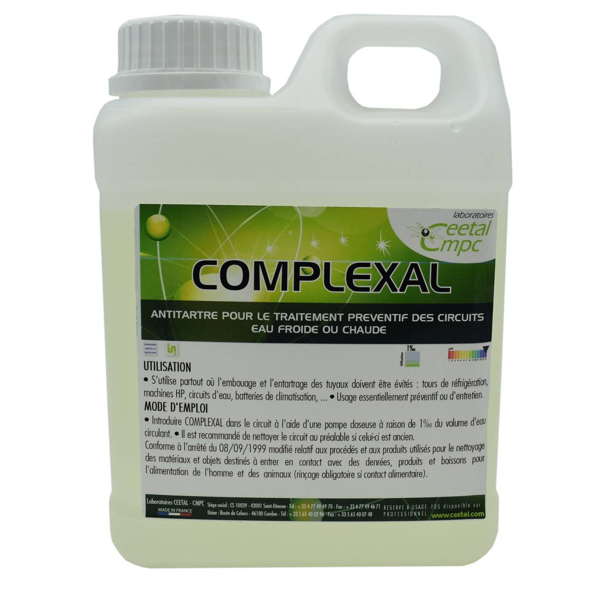 Nettoyant antitartre COMPLEXAL pour circuits eau froide ou chaude