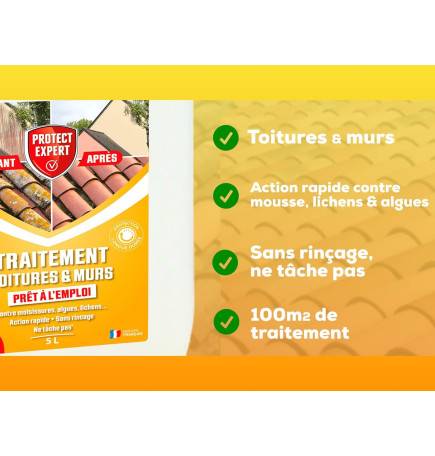 Traitement Antimousses pour toitures et murs