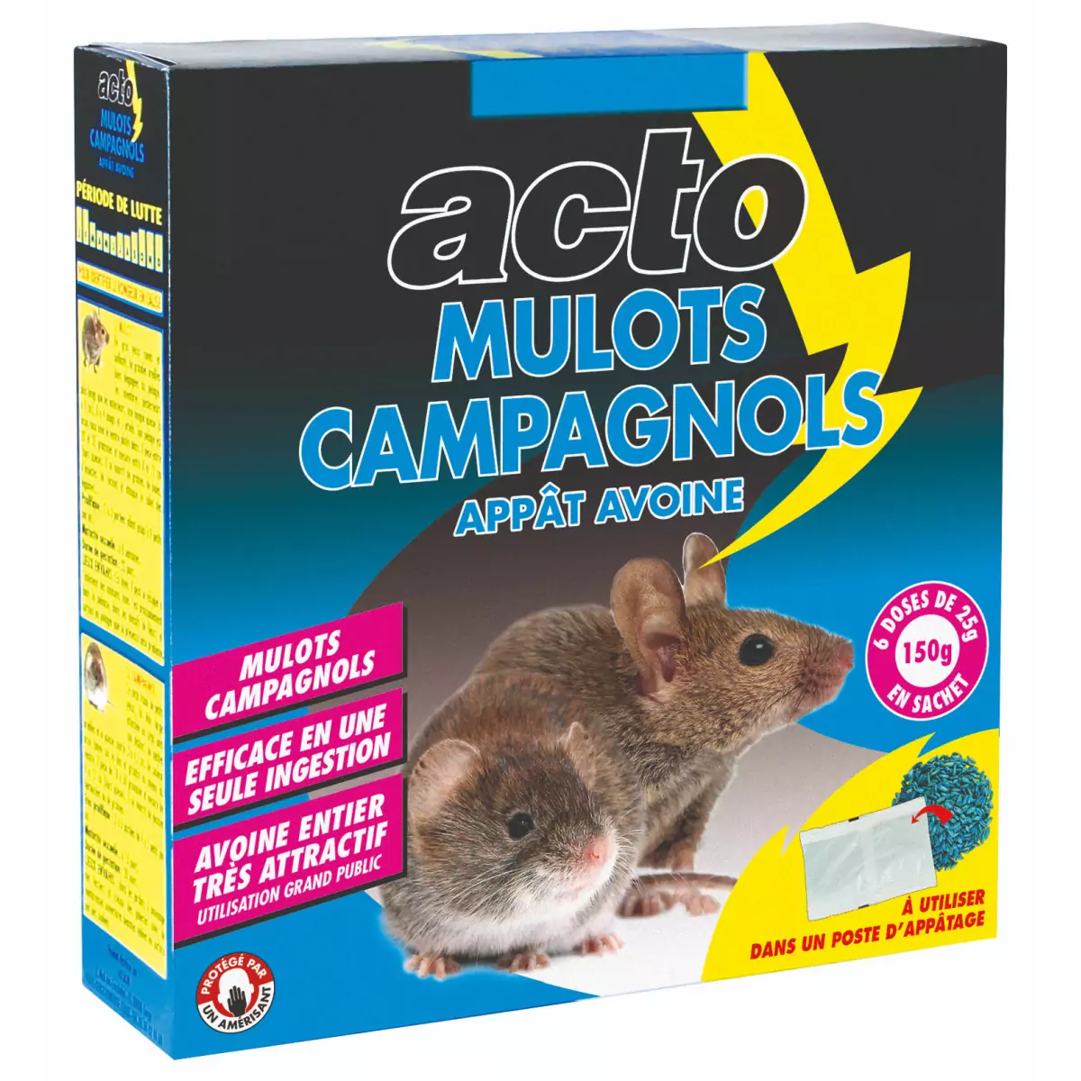 Pièges à Glu ACTO Anti-rongeurs pour Rats & Souris - Support Bois Aromatisé  Noisette - Contrôle des nuisibles