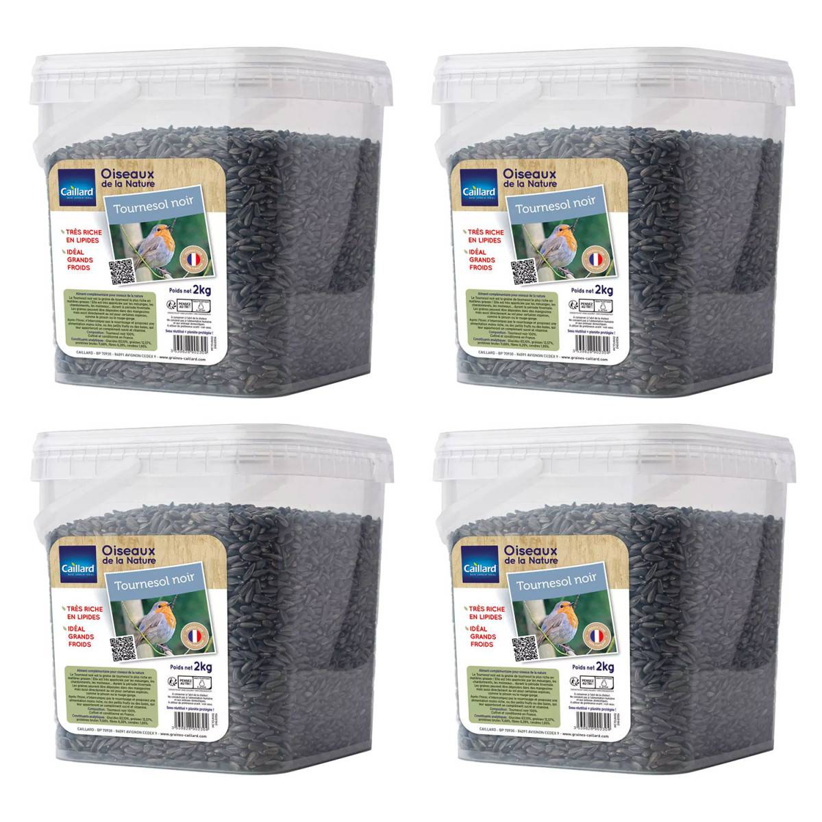 Lot de 4 seaux de graines de tournesol noir