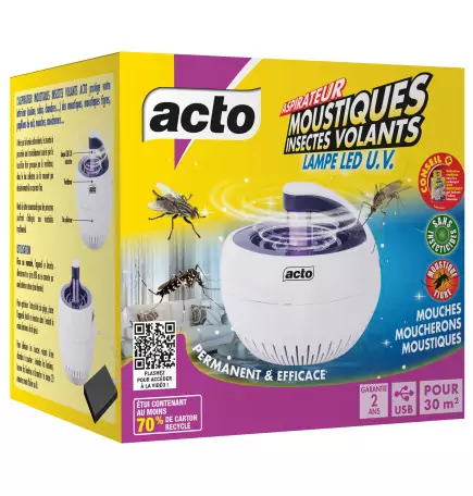 Acto aspirateur moustiques et volants Lampe UV 80m2