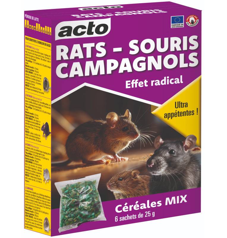 ACTO Anti-Rongeurs Céréales Mix Appât pour souris, rats et campagnols