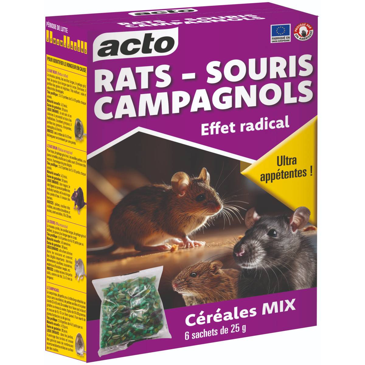 ACTO Anti-Rongeurs Céréales Mix Appât pour souris, rats et campagnols