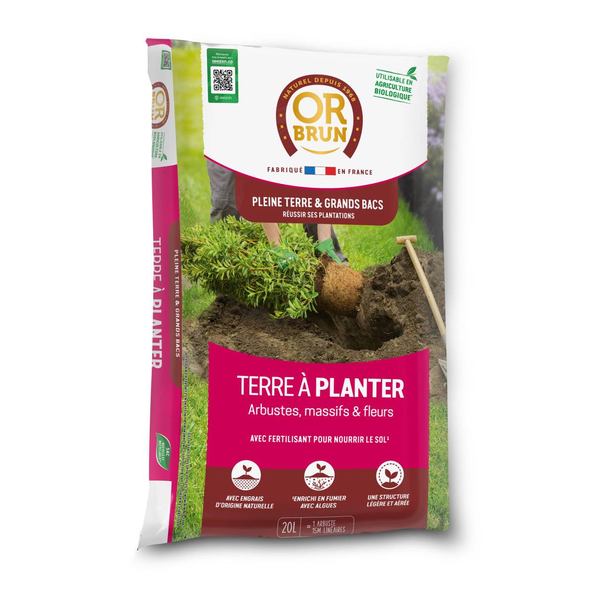 Sac de Terre à Planter Or Brun 20 Litres prêt pour la plantation